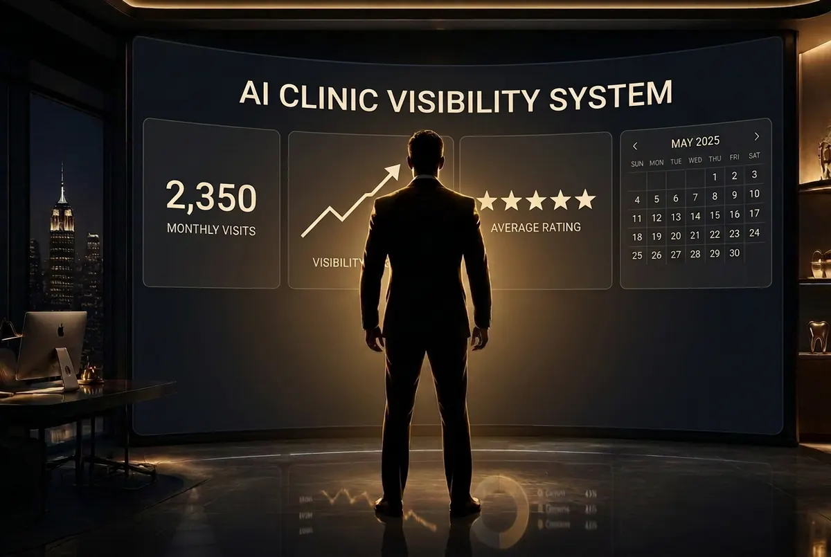 Healthcare clinic analytics dashboards — patient bookings, Google reviews, Instagram growth, AI chatbot